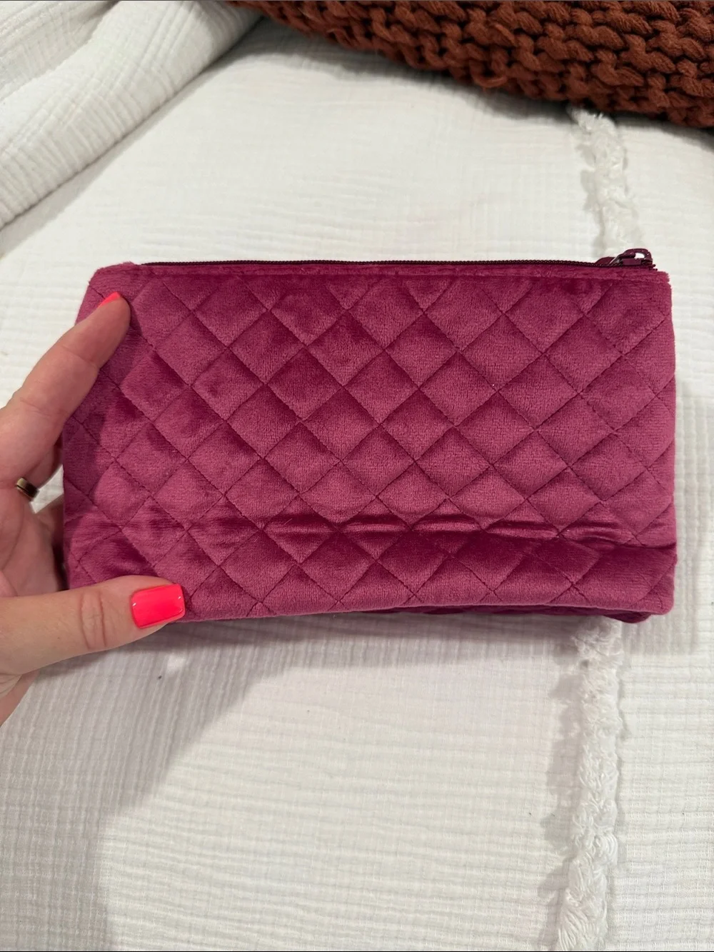 Vera Bradley Velvet Quilted Cosmetic Bag in Plum